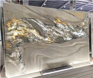 Nonopaque Quartzite White Grey Gold Black Mountain Veins