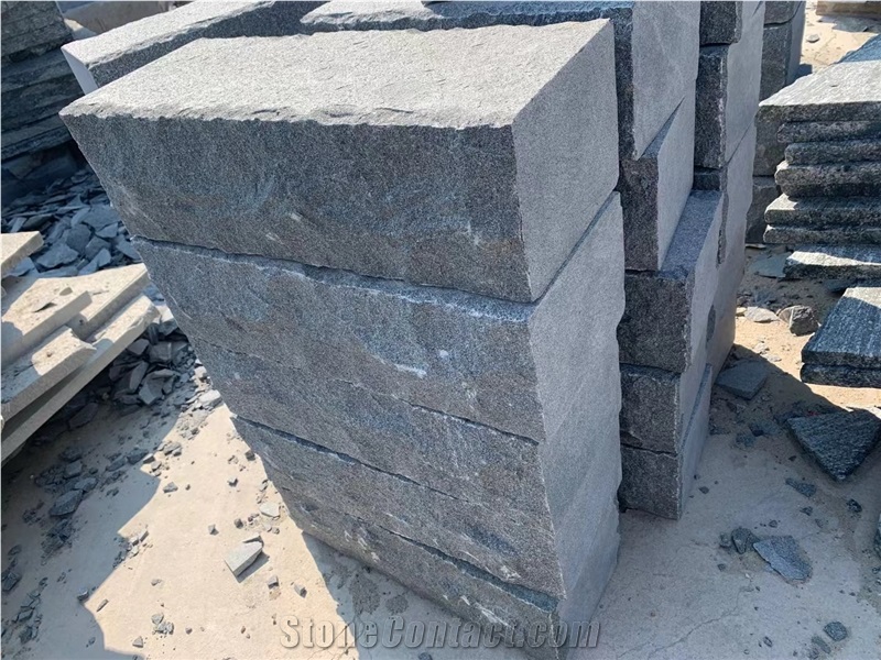 G654 Dark Grey Granite Wall Blocks, Split Face Garden Wall Stone