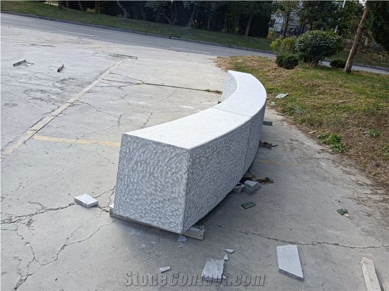 Handcrafted Granite Stone Outdoor Curving Stone Bench