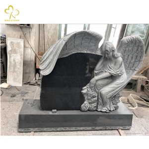Engrave Single Upright Angel Heart Headstone