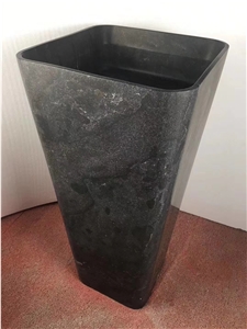 China Blue Limestone Pedestal Sink And Square Basin