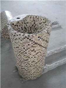 Marble Mosaic Pedestal Sink, Mosaic Free Standing Washbasin