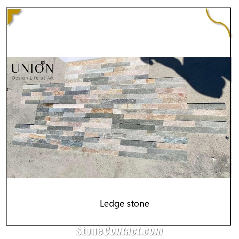 UNION DECO Natural Split Beige Slate Ledge Stone Wall Panel