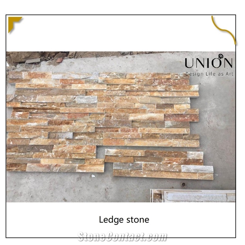 UNION DECO Beige Slate Interlock Stacked Stone Ledger Panel
