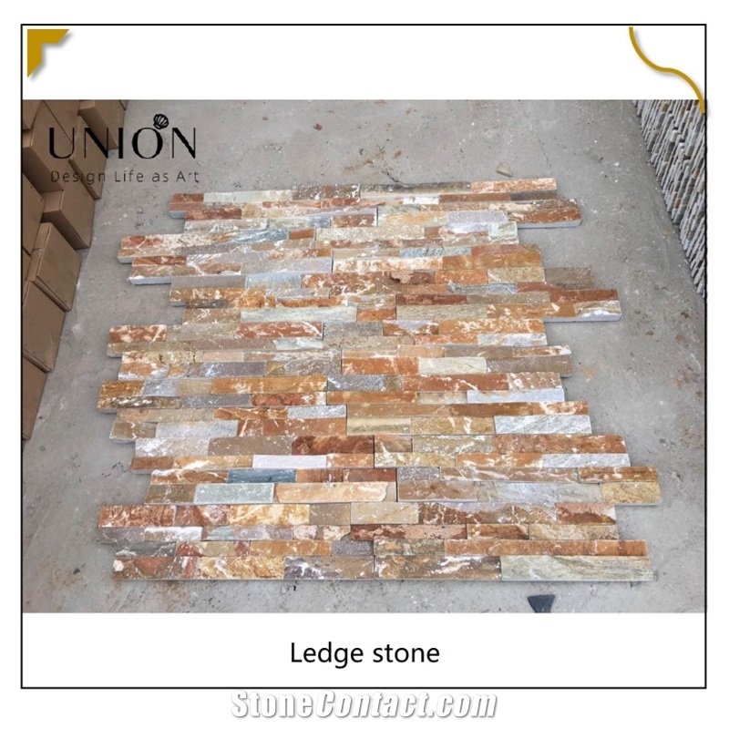 UNION DECO Beige Slate Interlock Stacked Stone Ledger Panel