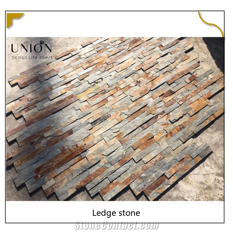 UNION DECO Multicolor Slate Stacked Stone Panel Veneer