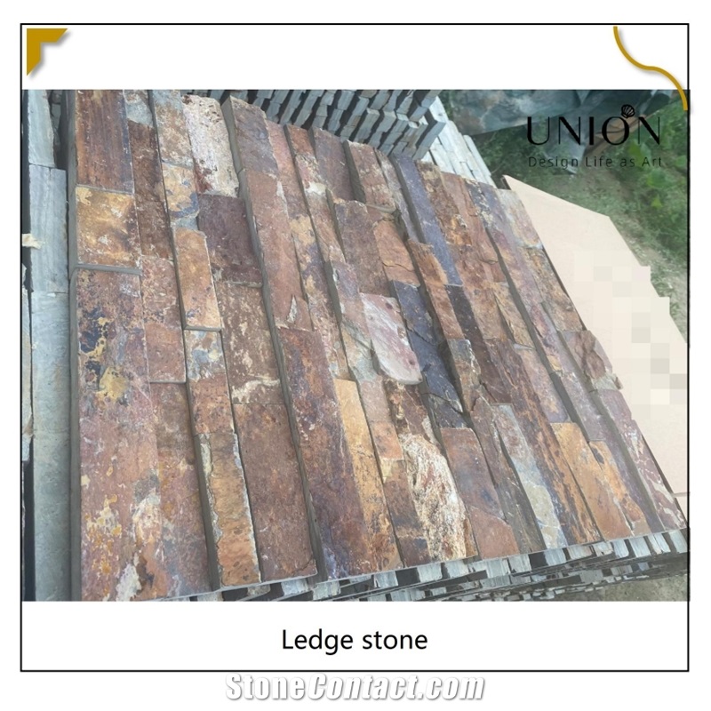 UNION DECO Natural Slate Stone Cement Ledgestone Wall Panel