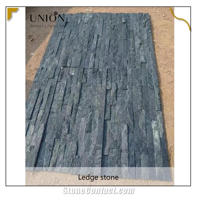 UNION DECO Wall Cladding Panel Black Quartzite Stacked Stone