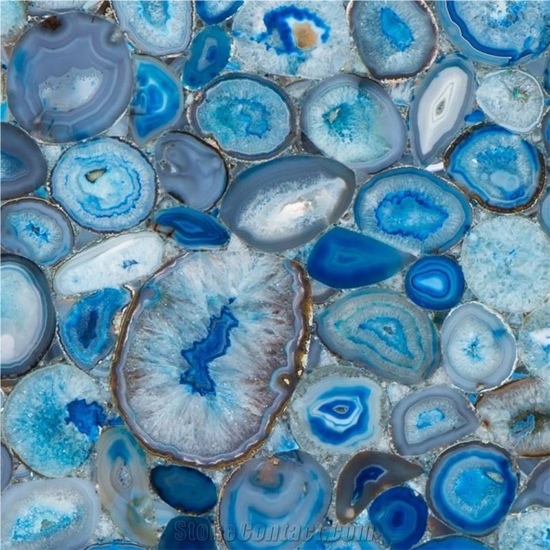 Blue Agate Semiprecious Stone Tile