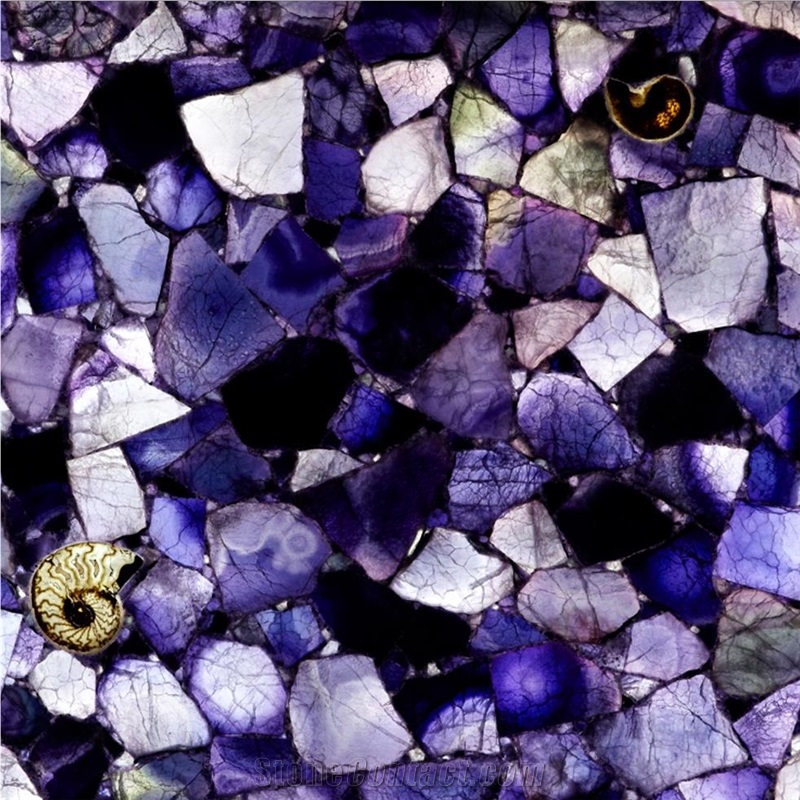 Purple Fluorite Semiprecious Stone Tile