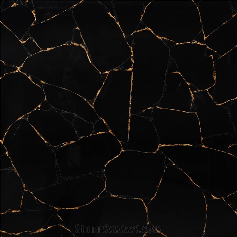 Obsidian Black With Gold Semiprecious Stone 