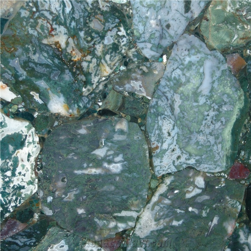 Agate Moss Green Semiprecious Stone 