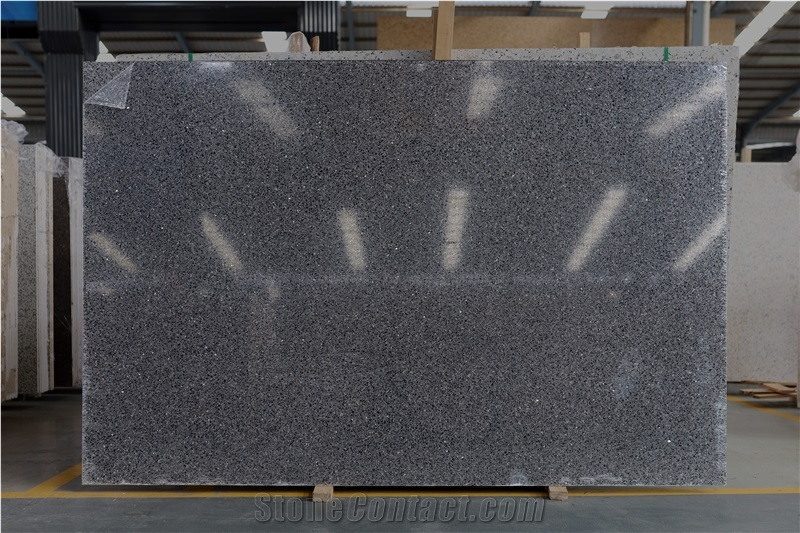 Dark Grey Color Artificial Stone  Terrazzo Slab