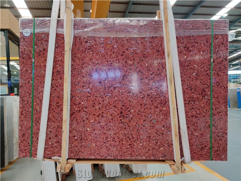 Wine Red Color Artificial Stone Precast Terrazzo