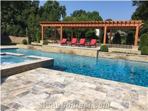Silver Travertine Pavers, French Pattern Paving Sets