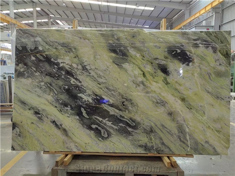 Chinese Cold Jade Green Marble Tiles, Slabs
