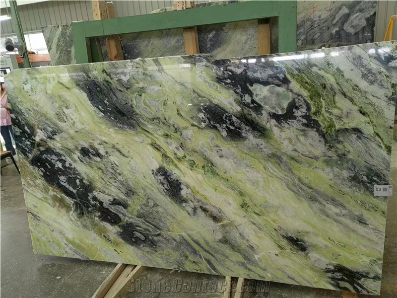 Cold Jade Marble Green High Quality Slab Tile Project