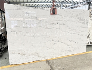 White Mont Blanc Quartzite Slabs Bathroom Tiles