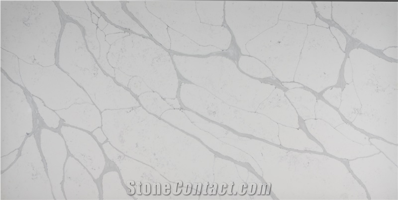 New Design Calacatta White Vein Synthetic Quartz Slab Tile