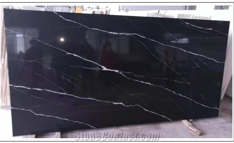 New Synthetic Stone Quartz Vein Black In China Stone Market