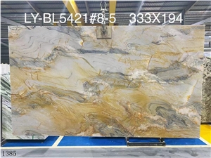 Brazil Jacaranda Oro Golden Giallo Quartzite Slab Tile