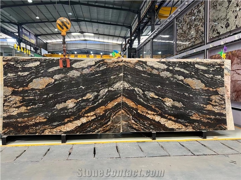 Titanium Granite Cosmic Black Mc Slab Tile from China