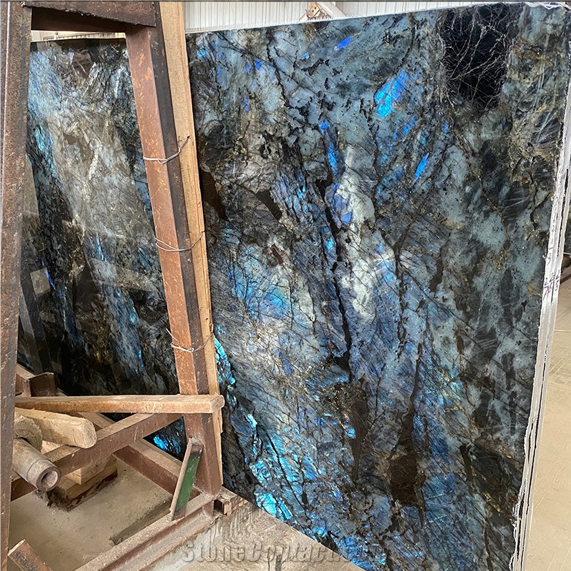 GOLDTOP DEM/OEM  Blue Polished Granite Slabs Natural Stone