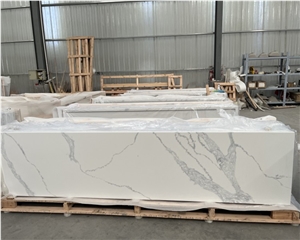 Calacatta White Quartz Kitchen Countertops