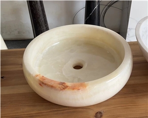 Beautiful Beige Onyx Natural Stone Basin Wash Sink