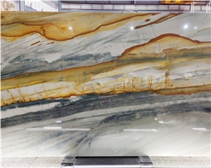 Customized Polished Natural Colorful Quartzite Slab Tiles
