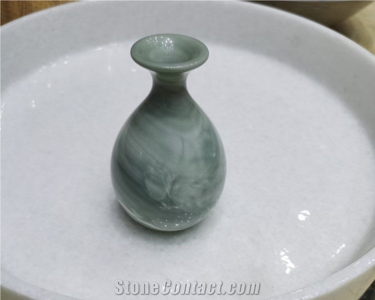 Home Artistic Marble Natural Stone Hand Made Flower Vase