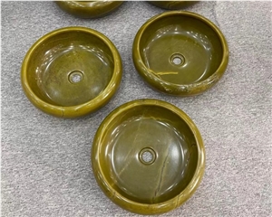 Indoor Outdoor Green Marble Stone Wash Basin Hand Wash Sink