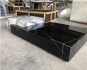 Modern White Black Natural Stone Marble Coffee Tea Table