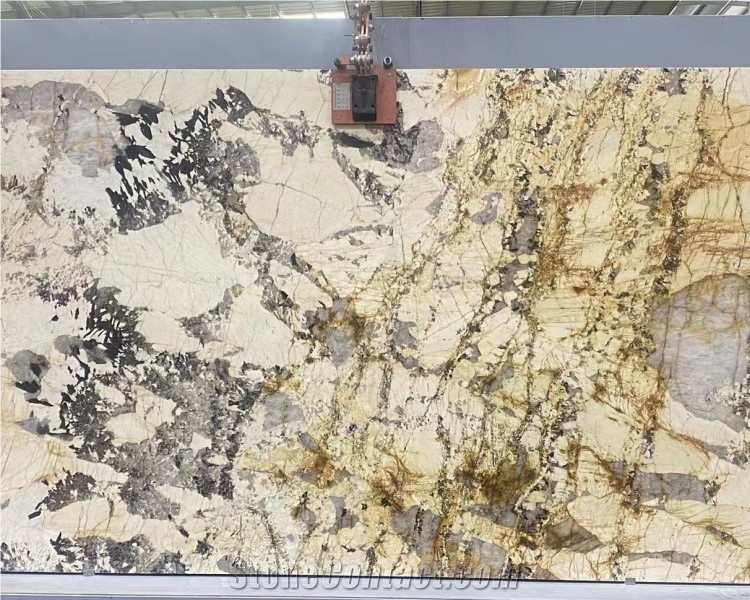 Natural Pandora Gold Granite Slab For Dinning Table Top Used
