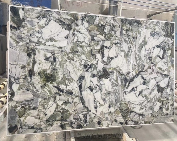 Natural Stone Polished Ice Green Marble Slab Background Wall