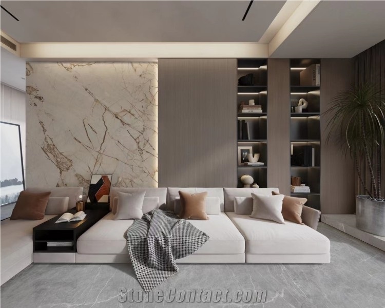 Natural White Roma Quartzite Slab Wall Flooring Tile