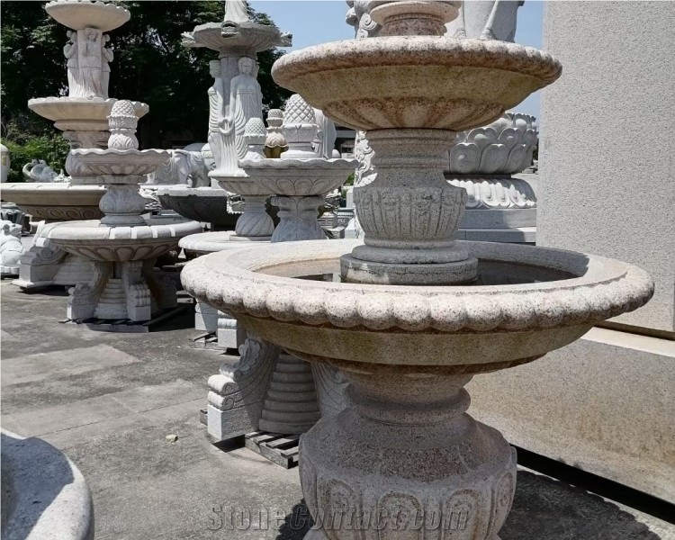 Outdoor Garden Decor Marble Fountain Stone Statue Waterfall