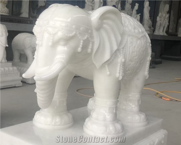 Outdoor Han White Marble Lion Sculpture Hand Carved