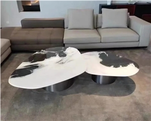Panda White Marble White Stone Slabs Coffee Table Top