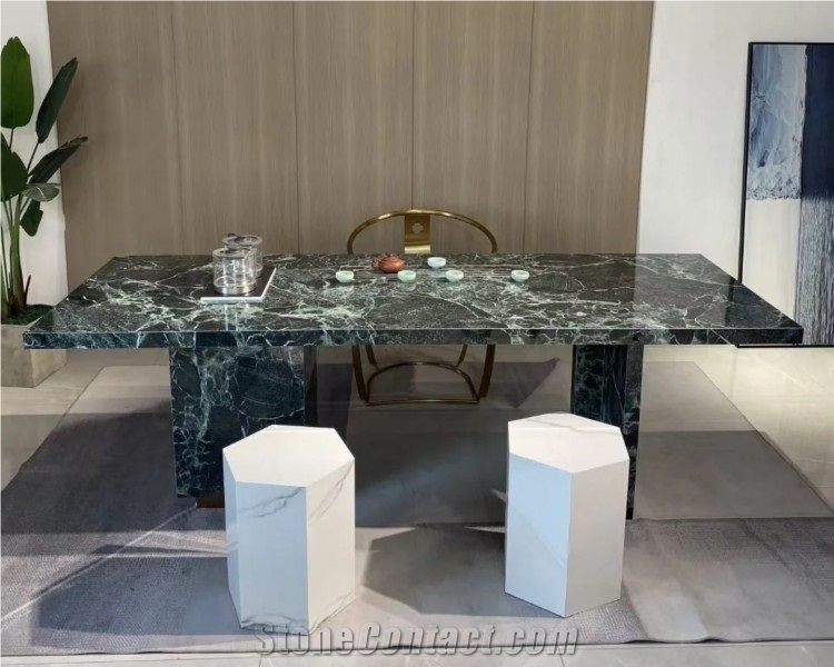 Polished Green Marble Natural Stone Coffee Table Tea Table
