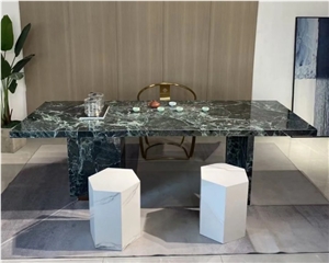 Polished Green Marble Natural Stone Coffee Table Tea Table