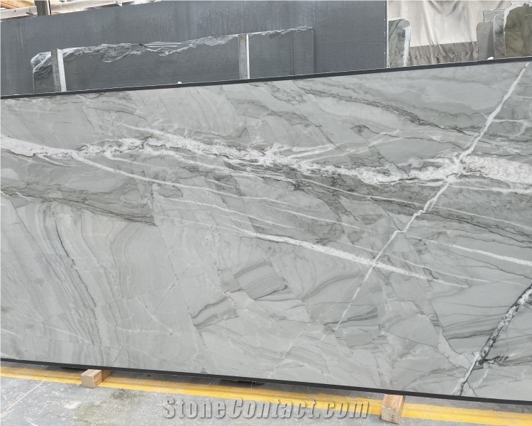 Top Polished Natural White Stone Mont Blanc Quartzite Slab
