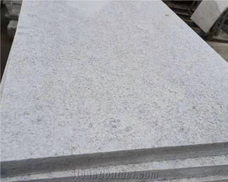 White Quartzite With Top Surface Flamed Tiles