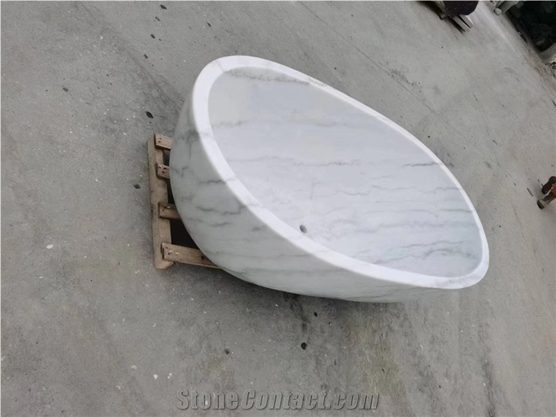 Guangxi White Marble Bathtub Polished