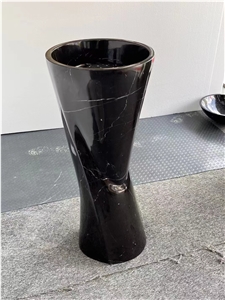Nero Marquina Marble Free Standing Stone Basin, Stone Sink