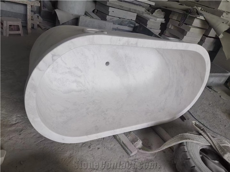 Volakas Marble Bathtub Polished, Greece White Marble Bathtub