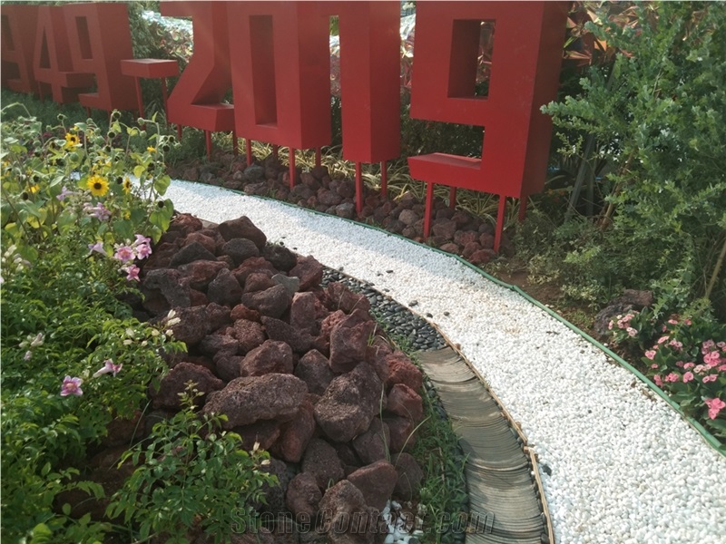 Lava Red Color Stone For Decorate The Garden