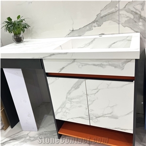 Bathroom Vanity With Sink Use Calacatta White Sintered Stone