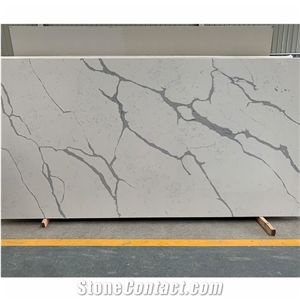 Best Price Artificial White Calacatta Quartz Stone Slab Wall