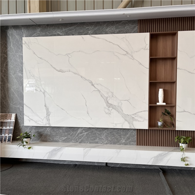 Calacatta White Sintered Stone TV Background Wall For Home
